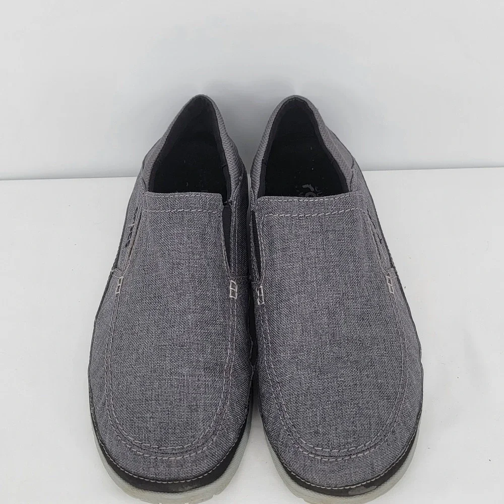 Crocs Santa Cruz 2 Luxe Mens Charcoal Gray Canvas Slip On Loafers Size M13